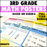3rd Grade Math Posters Bundle - BRIGHT - FULL YEAR - Based
