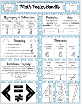 Preview of Math Posters and Vocabulary with Examples Bundle