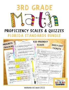 Preview of 3rd Grade Math Proficiency Scales & Exit Ticket Quiz -NSO Florida BEST Standard
