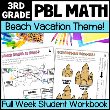 Preview of 3rd Grade PBL Beach Day Activities- Multiplication & Division, Area, Bar Graphs
