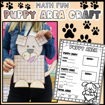 Preview of 3rd Grade Math Puppy Dog Area Craft Bulletin Board March, April, May Test Prep