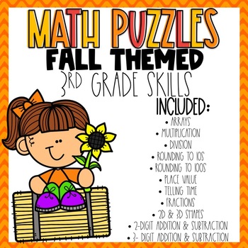 Preview of 3rd Grade Math Puzzles Fall Themed