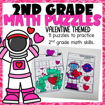 Preview of 2nd Grade Math Puzzles | Valentine Themed