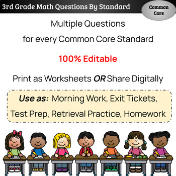 Preview of 3rd Grade Math Questions by Standard