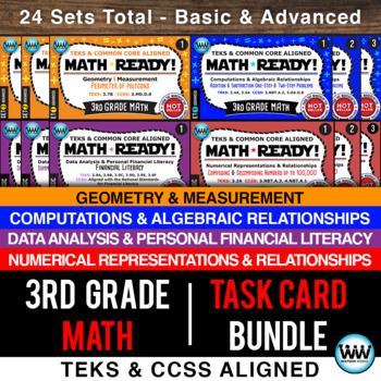 3rd Grade Math Ready Task Card Bundle - CCSS / STAAR / TEKS-Aligned