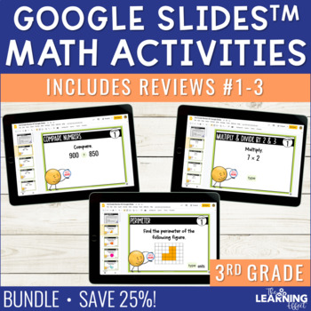 Preview of 3rd Grade Math Spiral Review #1-3 Google Slides BUNDLE | End of Year Activities