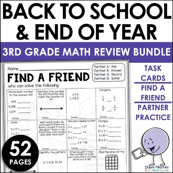 Preview of 3rd Grade Math Review Back to School Math Review and End of the Year Activities