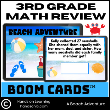 Preview of 3rd Grade Math Review Beach Boom Cards
