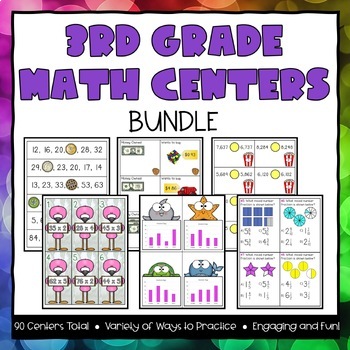 Preview of 3rd Grade Math Review Centers Bundle