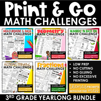 Preview of 3rd Grade Math Review | Math Centers | Math Test Prep Printables BUNDLE