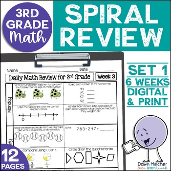 Preview of 3rd Grade Math: Daily Math Spiral Review, Morning Work, and Warm-Ups Set 1