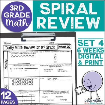 Preview of 3rd Grade Math Review Daily Spiral Morning Work Warm Ups Print & Google Set 4