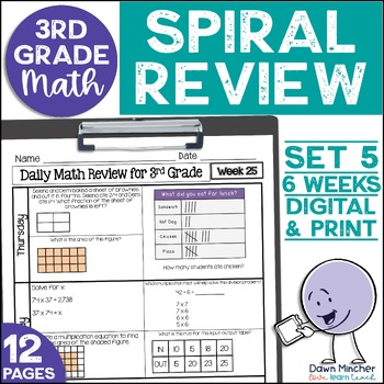 Preview of 3rd Grade Math Review Daily Spiral Morning Work Warm Ups Print & Google Set 5