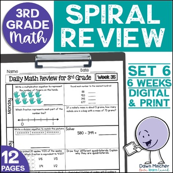 Preview of 3rd  Grade Math Review Daily Spiral Morning Work Warm Ups Print & Google Set 6