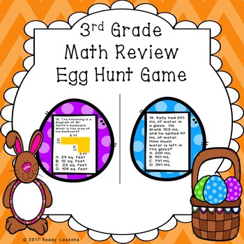 Preview of 3rd Grade Math Review Easter Egg Hunt Game for Test Prep
