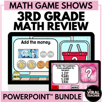 Preview of 3rd Grade Math Review End of Year Math Review Game Shows and Test Prep Bundle