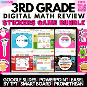 Preview of 3rd Grade Math Review Game Bundle | Smartboard Google Slides PowerPoint Easel