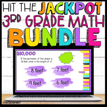 Preview of 3rd Grade Math Review Game Show Bundle Google Slides & PowerPoint