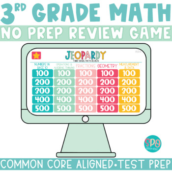 Preview of 3rd Grade Math Review Jeopardy Game - NO PREP Third Grade Math Test Prep