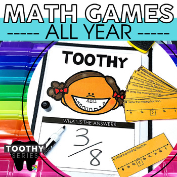 Preview of 3rd Grade Math Review Games, Centers, Activities, Task Cards - Toothy® Bundle