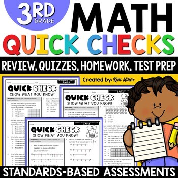 Preview of 3rd Grade Math Review Worksheets Assessments Homework Morning Work Test Prep