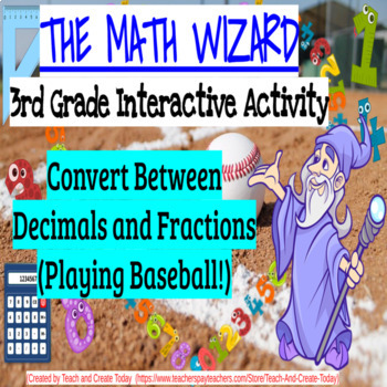 Preview of 3rd Grade Math Review Practice Activity Convert Between Decimals and Fractions