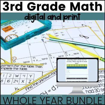 Preview of 3rd Grade Go Math Review | Print and  Digital Resource | Year Bundle 50% OFF