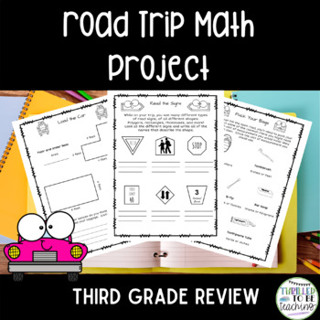Preview of 3rd Grade Math Review Project Road Trip Theme