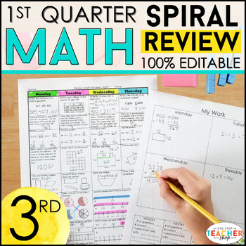 Preview of 3rd Grade Math Review & Quizzes | Homework or Morning Work | 1st QUARTER