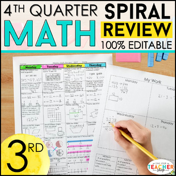Preview of 3rd Grade Math Review & Quizzes | Homework or Morning Work | 4th QUARTER