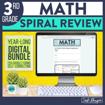Preview of 3rd Grade Math Review Spiral Homework Self-Correcting Full Year Test Prep