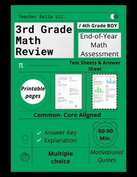 Preview of 3rd Grade Math Review | TEST PREP | Common Core Aligned | 4th Grade BOY Review