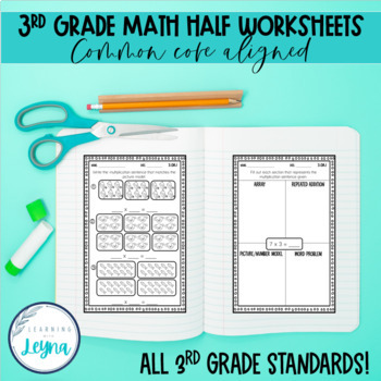 Preview of 3rd Grade Math Review Worksheets Common Core ALL Standards