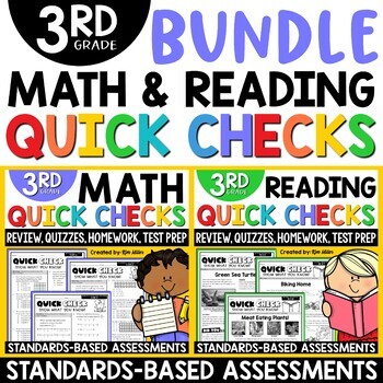Preview of 3rd Grade Math Review Worksheets Reading Comprehension Passages Questions BUNDLE