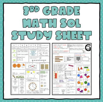 Preview of 3rd Grade Math SOL Study Sheet