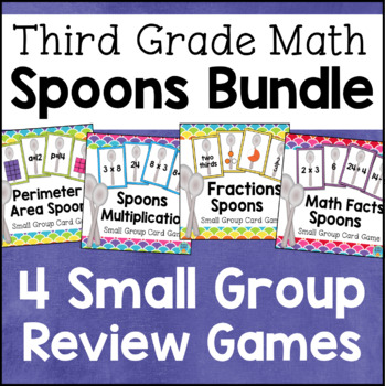 Preview of 3rd Grade Math SPOONS GAMES Bundle Multiplication Area Perimeter Fractions