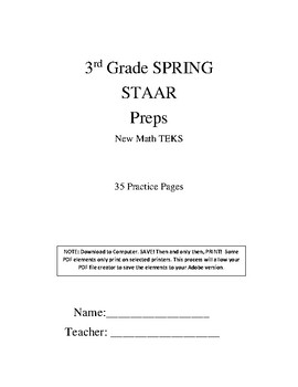 Preview of 3rd Grade Mathematics STAAR Warm-ups - 2018 - (FREE)
