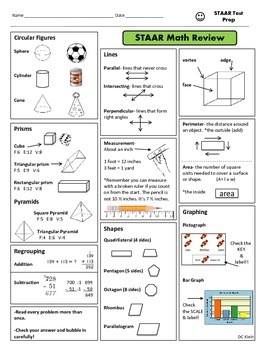 3rd Grade Math STAAR Study Guide by DC Klein | Teachers Pay Teachers