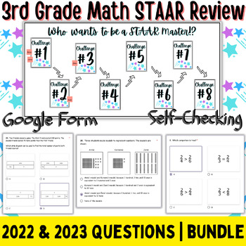 Preview of 3rd Grade Math STAAR Test Review Digital Game BUNDLE
