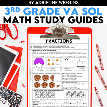 Preview of 3rd Grade Math STUDY GUIDES (VA SOL)