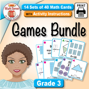 Preview of 3rd Grade Math Sense 14 Games & Activities Bundle for SPED - Subs - Intervention