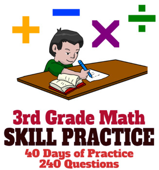 Preview of 3rd Grade Math Skill Practice, Common Core Test Prep for FSA, AZ-Merit, STAR,etc