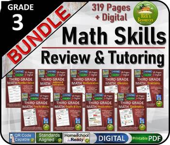 Preview of 3rd Grade Math Skills Review and Tutoring Bundle - Print and Digital Versions