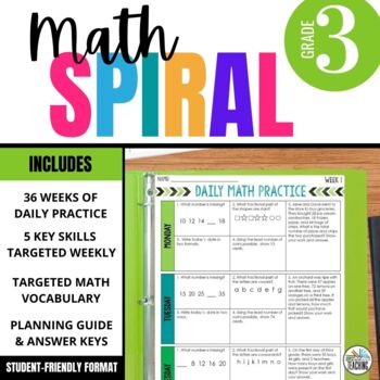 Preview of 3rd Grade Math Spiral Review Activities: Worksheets for Practice or Homework