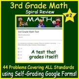 3rd Grade Math Spiral Review Test Prep using Self-Grading 