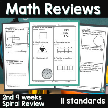 Preview of 3rd Grade Math Spiral Review - 2nd Nine Weeks - Math Practice
