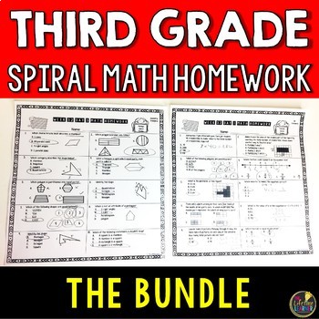 Preview of 3rd Grade Math Spiral Review BUNDLE