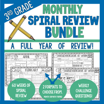 Preview of 3rd Grade Math Spiral Review Bundle | 3rd Grade Math Morning Work