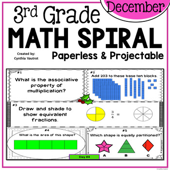 Preview of December 3rd Grade Daily Math Spiral Review No Prep Common Core Math Standards