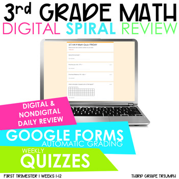 Preview of 3rd Grade Math Spiral Review | Distance Learning | Digital and Print